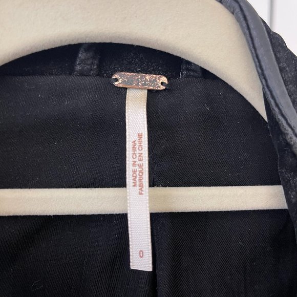 Free People Vegan Leather Suede Moto Jacket, Size 0, Black - Picture 9 of 10